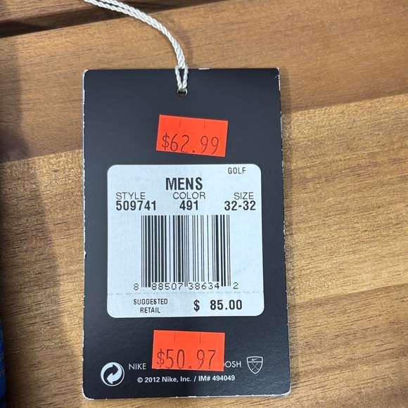 Nike Men's Blue Checkered Slim Golf Pants - Picture 3 of 9